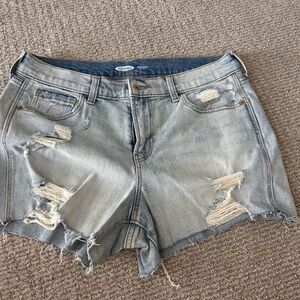 Distressed Light Blue Denim Shorts